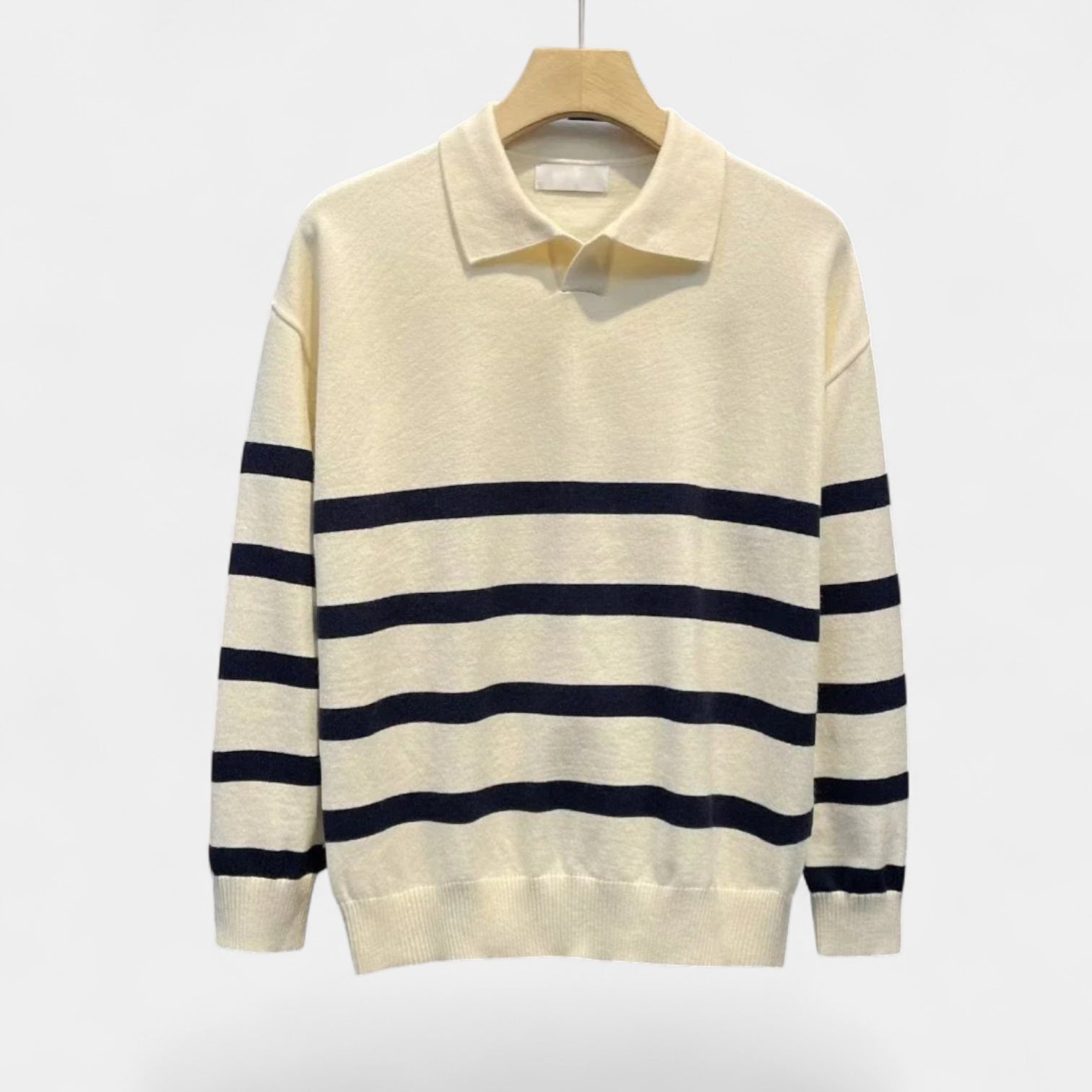 Men’s Striped Knitted Polo Shirt