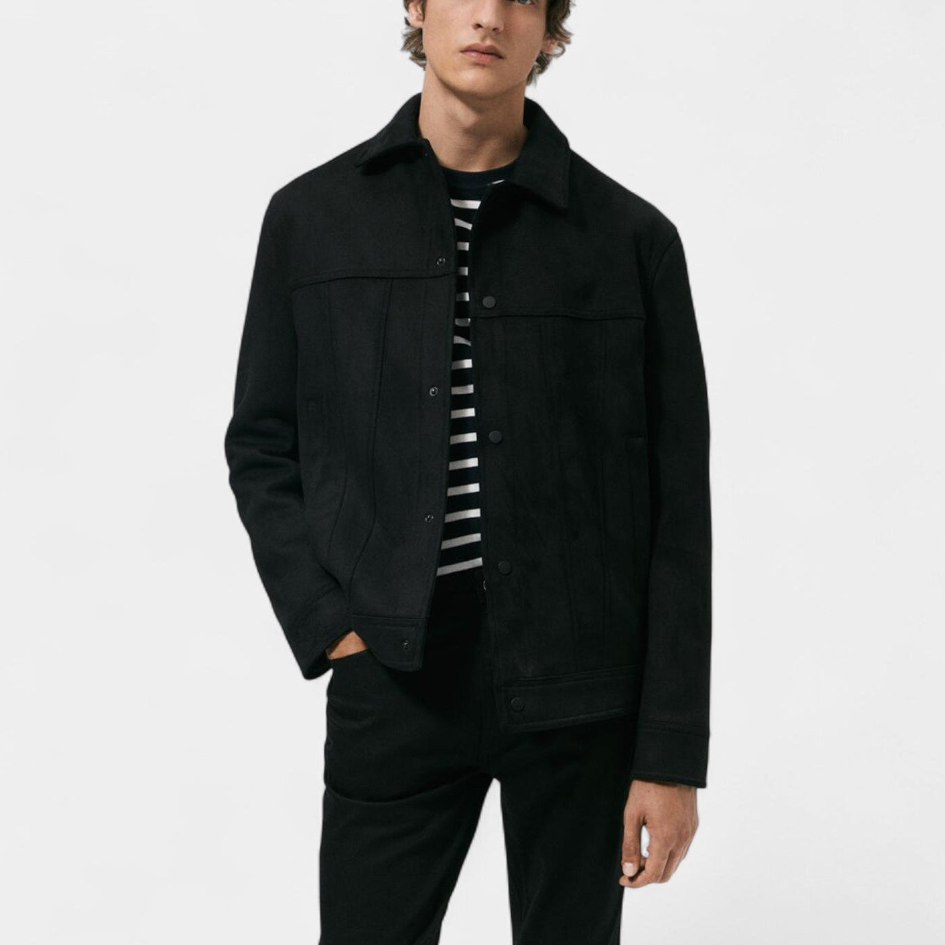 Noir | Men’s Suede Trucker Jacket-Noir-Black-S-Noir