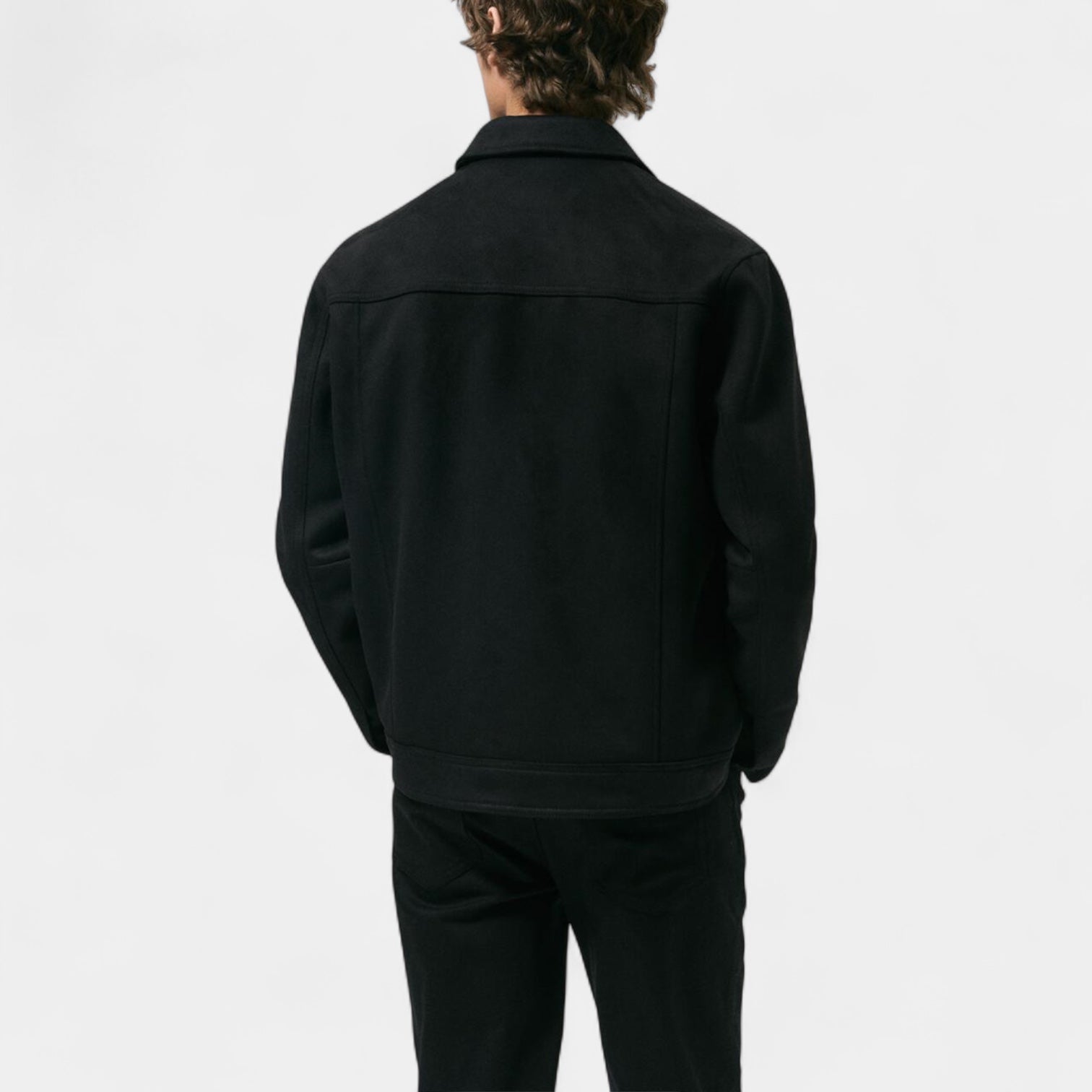 Noir | Men’s Suede Trucker Jacket-Noir-Noir