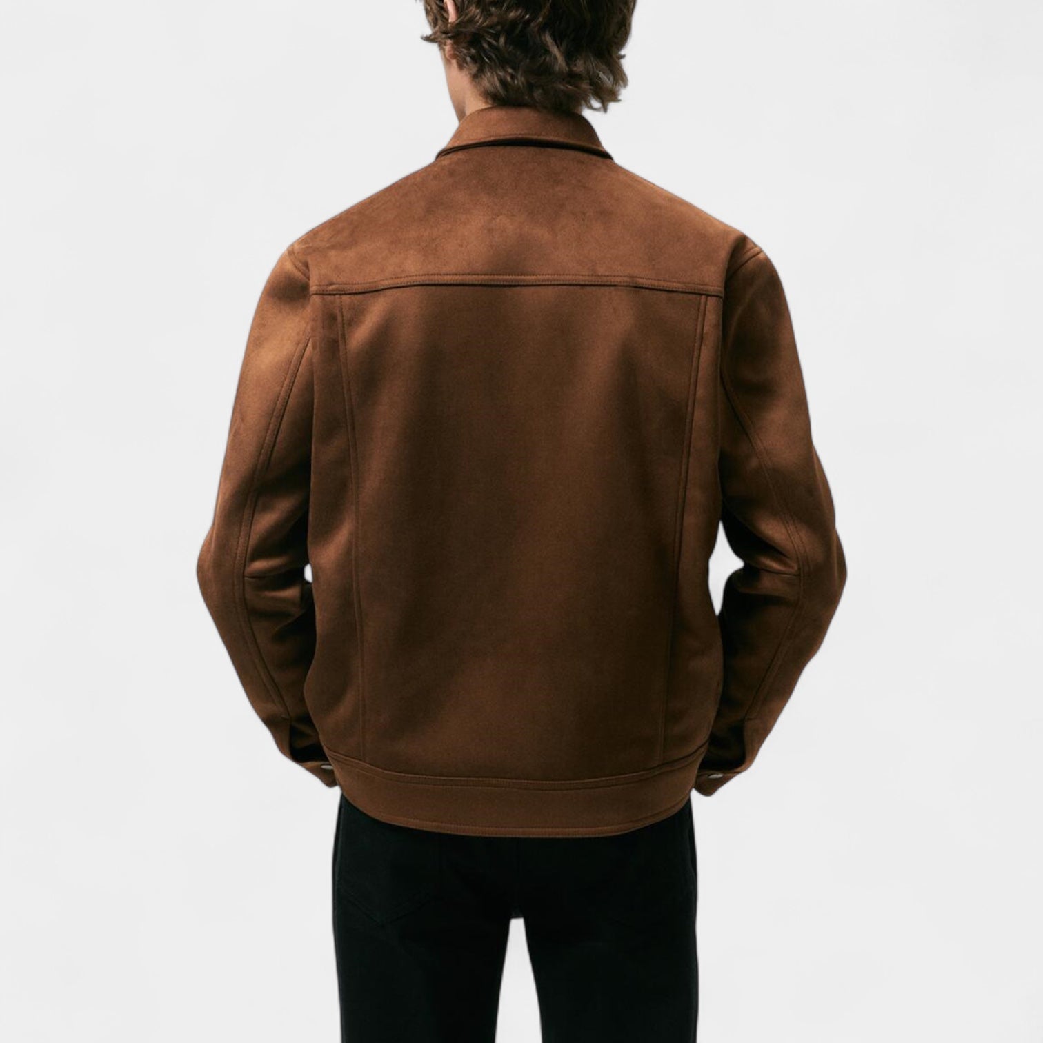 Noir | Men’s Suede Trucker Jacket-Noir-Noir