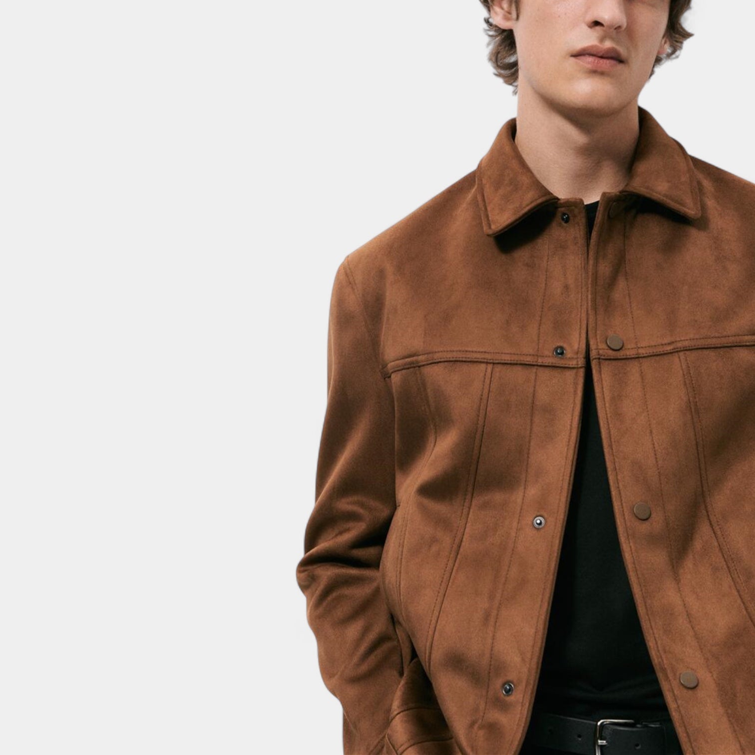 Noir | Men’s Suede Trucker Jacket-Noir-Noir
