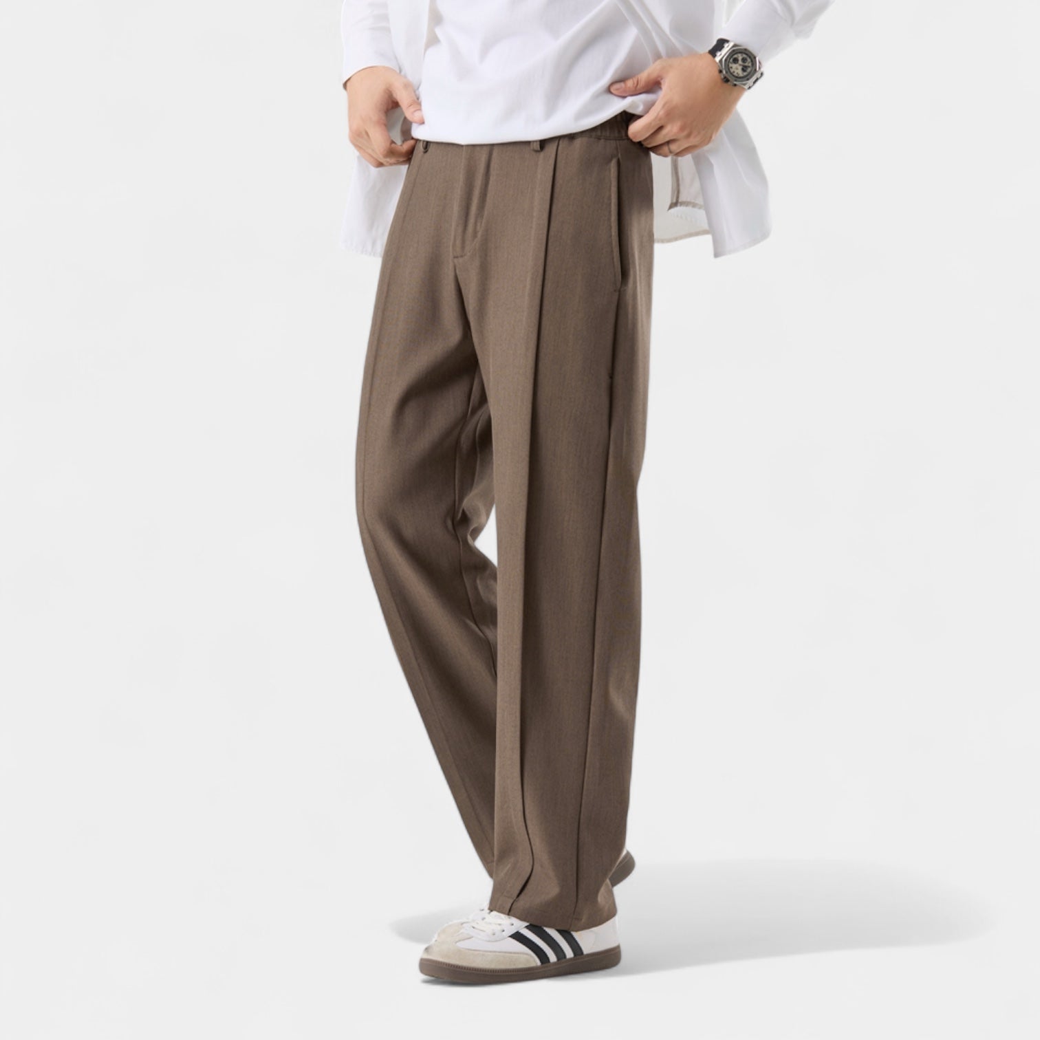 Noir | Men's Casual Loose-Fit Trousers-Noir-Noir