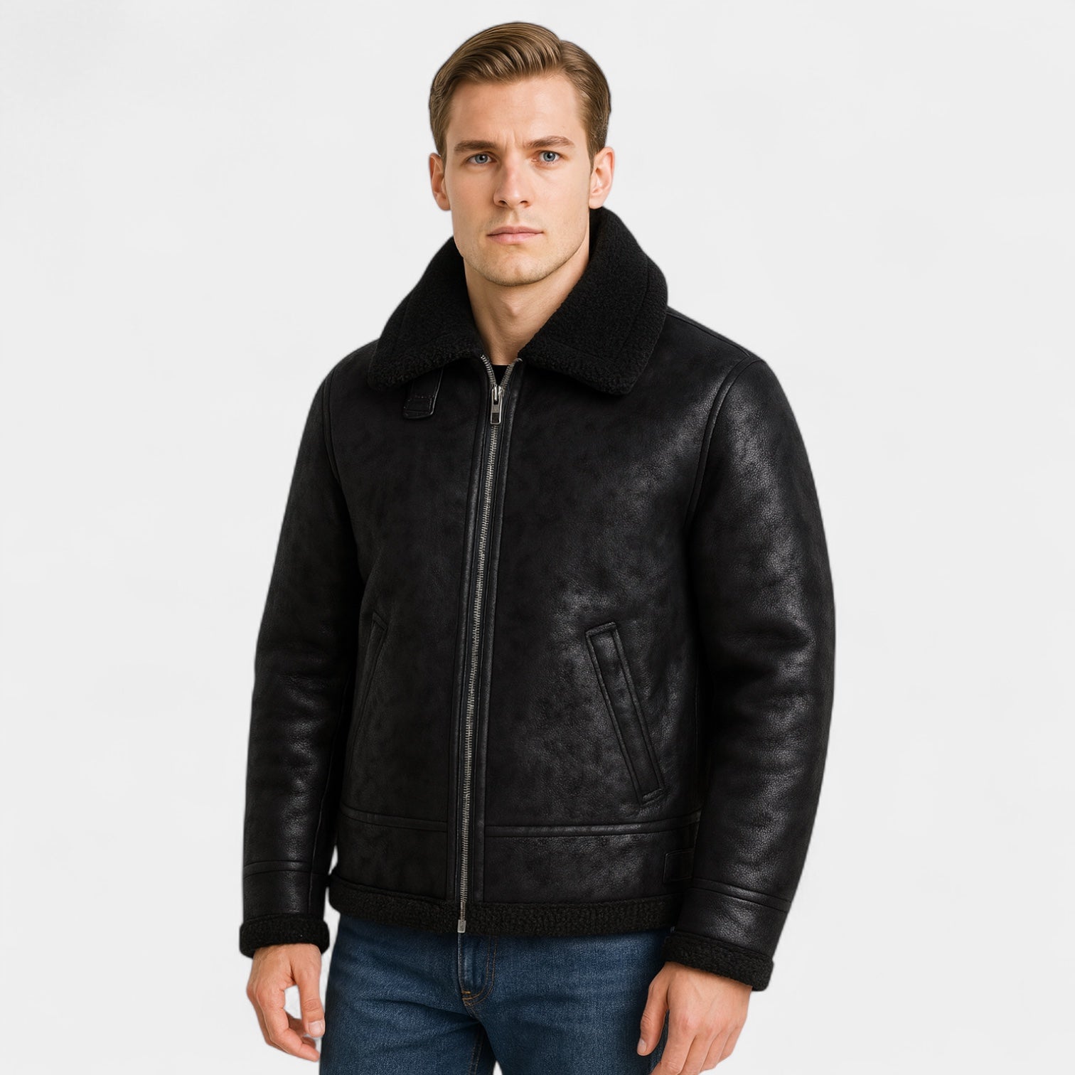 Noir | Men’s Leather Aviator Jacket-Noir-Black-S-Noir