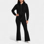 Noir | Women's Zip-Up Hoodie with Flared Joggers Set-Noir-Black-S-Noir