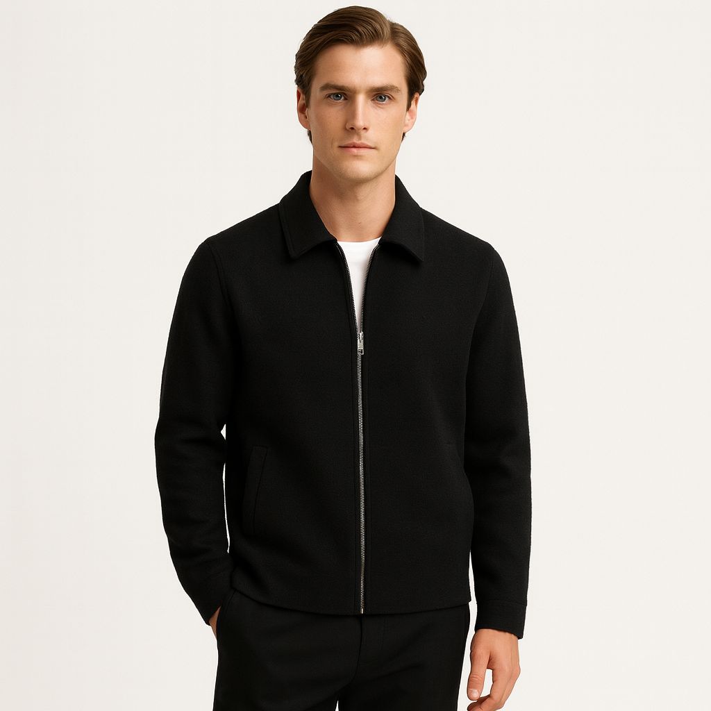 Noir | Men's Pure Cashmere Zipper - Cardigan-Noir-Black-S-Noir
