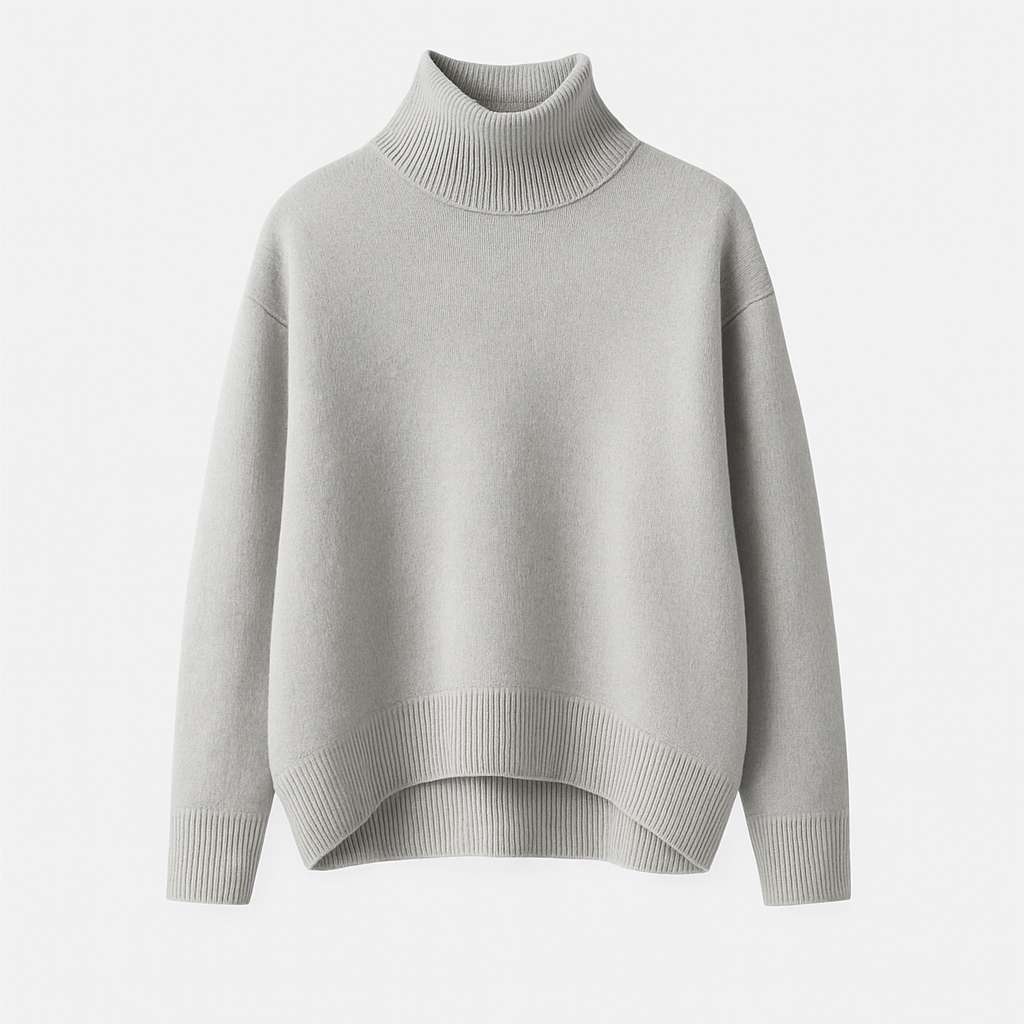 Noir | Women's Cashmere Turtleneck Jumper-Sweaters & Hoodies-Noir-Grey-XS-Noir