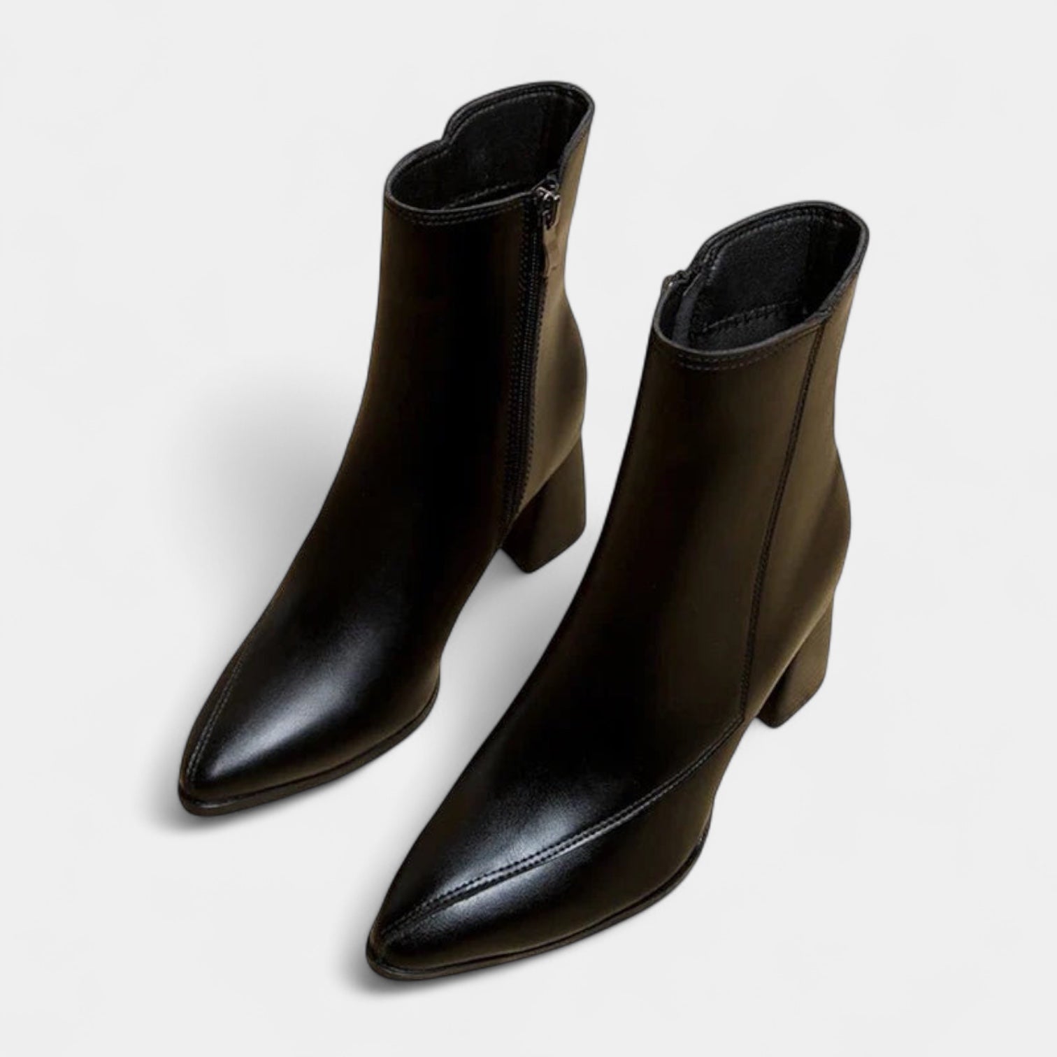 Noir | Women's Vegan Leather Ankle Boots - Block Heel-Boots-Noir-Noir