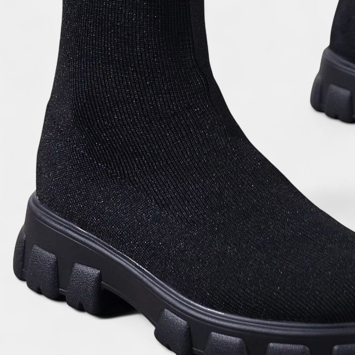 Noir | Stretch Knee High Boots-Boots-Noir-Noir