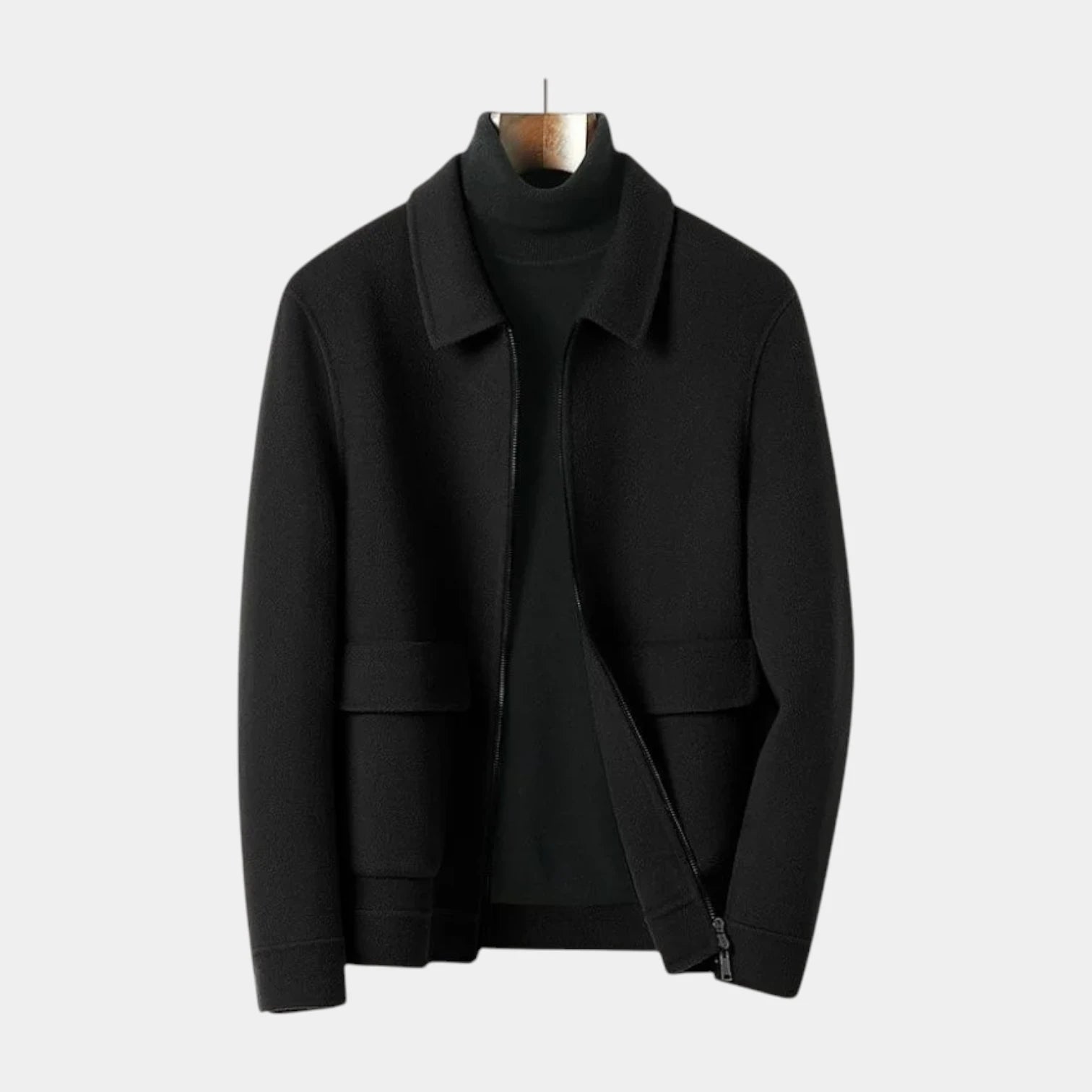 Noir | Men's Pure Cashmere Zip Jacket-Noir-Noir