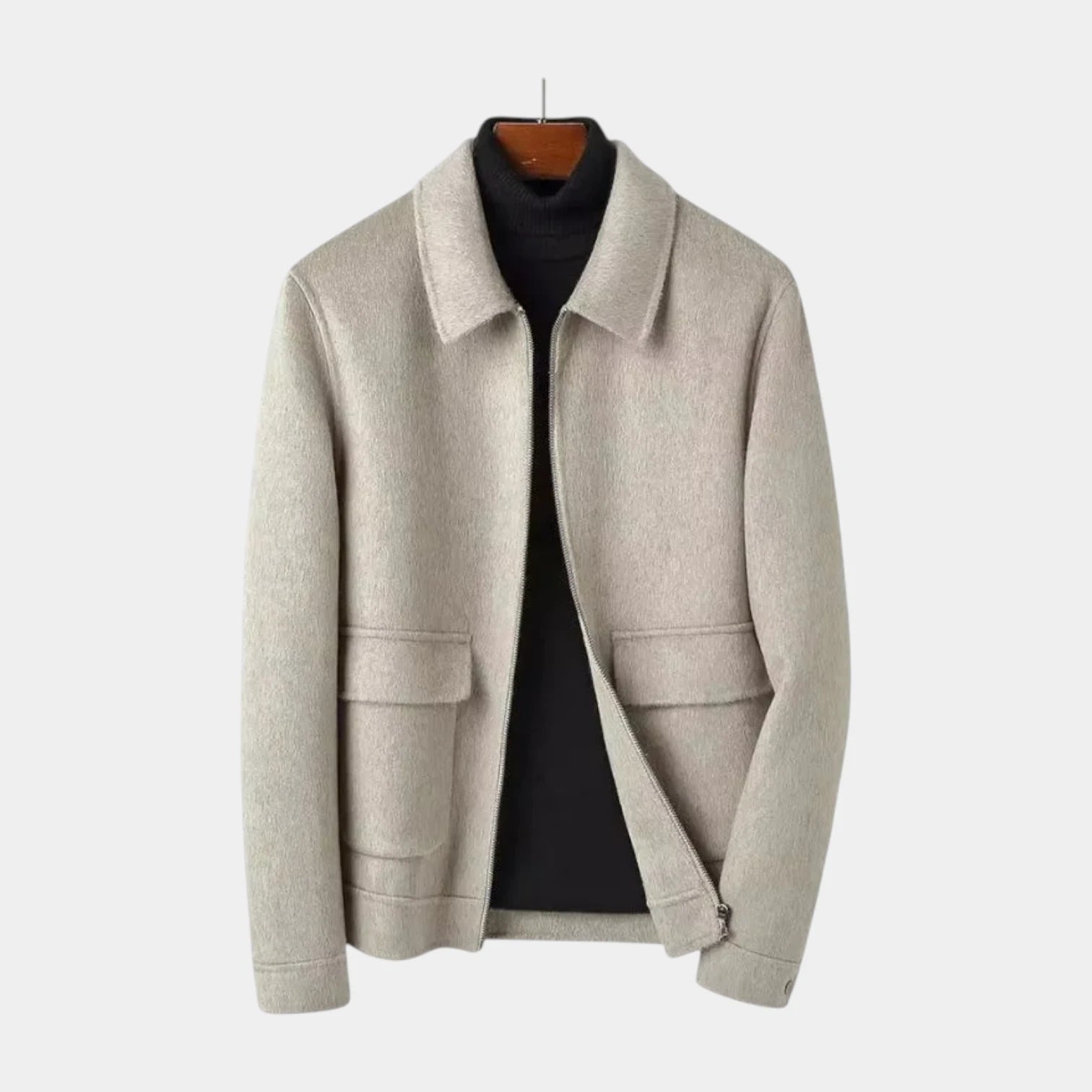 Noir | Men's Pure Cashmere Zip Jacket-Noir-Noir