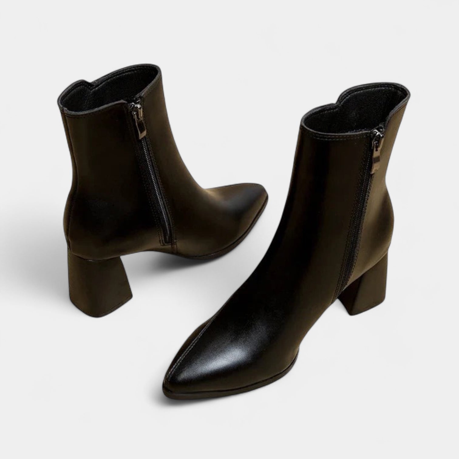 Noir | Women's Vegan Leather Ankle Boots - Block Heel-Boots-Noir-Noir