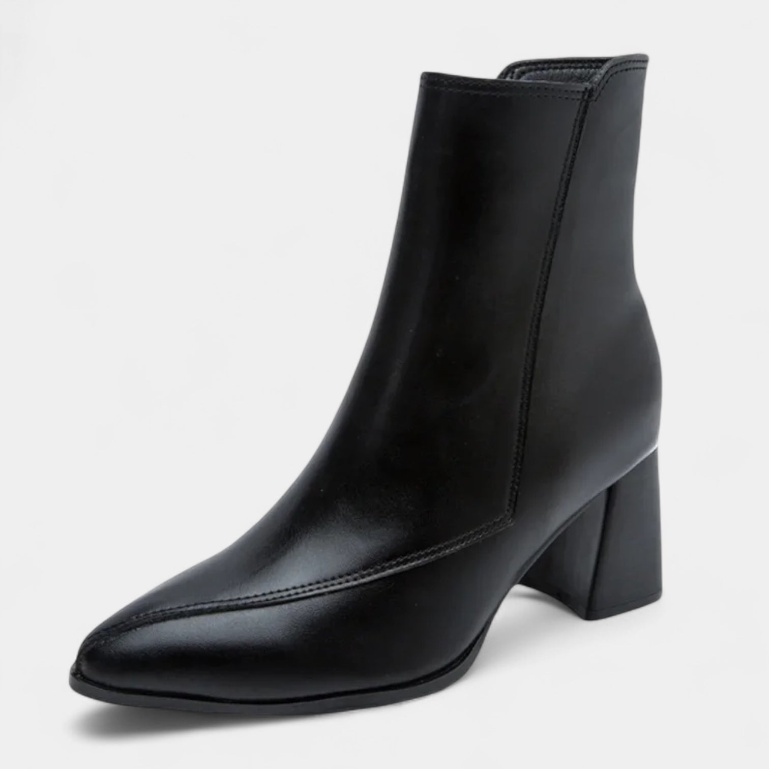 Noir | Women's Vegan Leather Ankle Boots - Block Heel-Boots-Noir-Noir