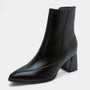 Noir | Women's Vegan Leather Ankle Boots - Block Heel-Boots-Noir-Noir