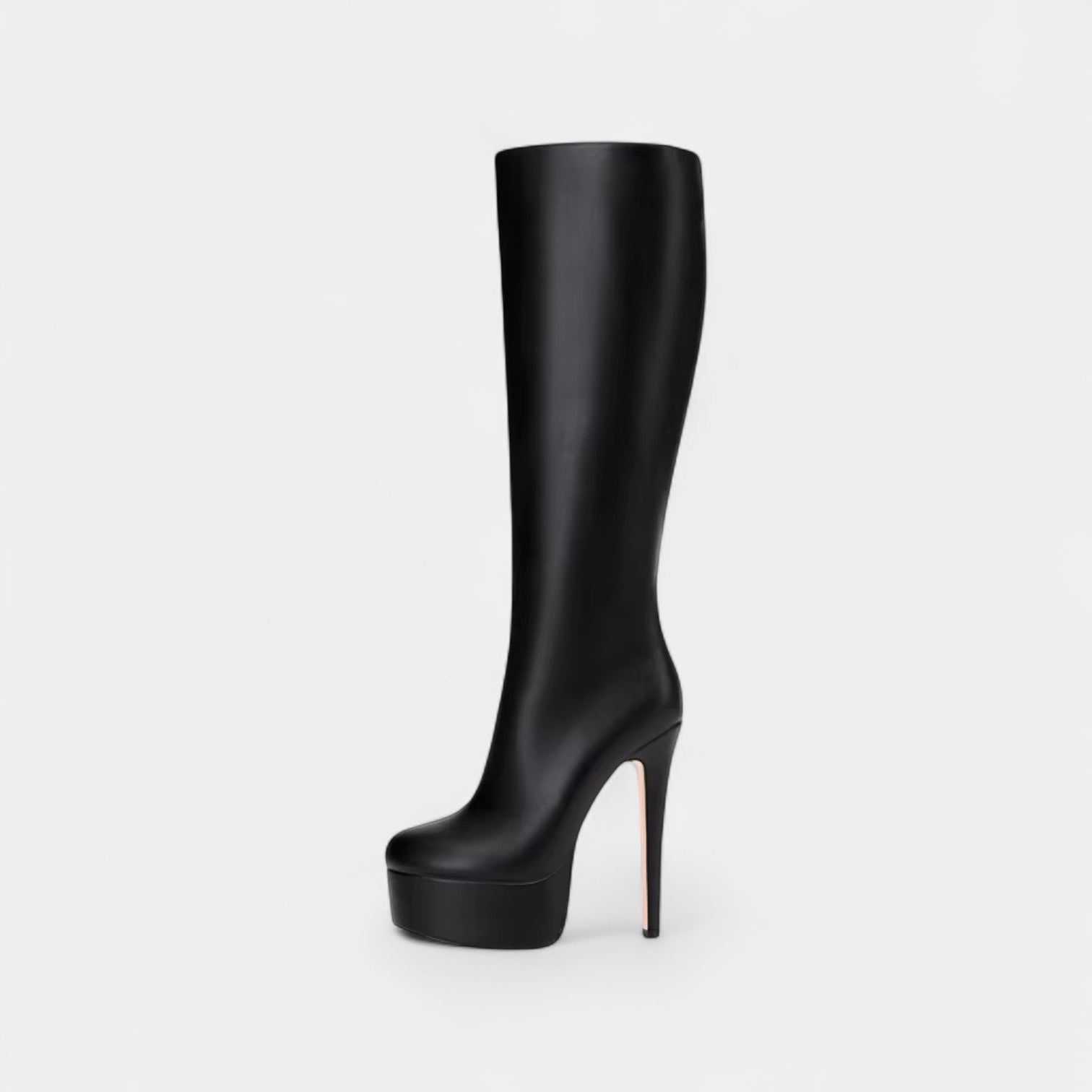 Noir | Women's Platform Knee High Boots-High Heel Boots-Noir-Noir