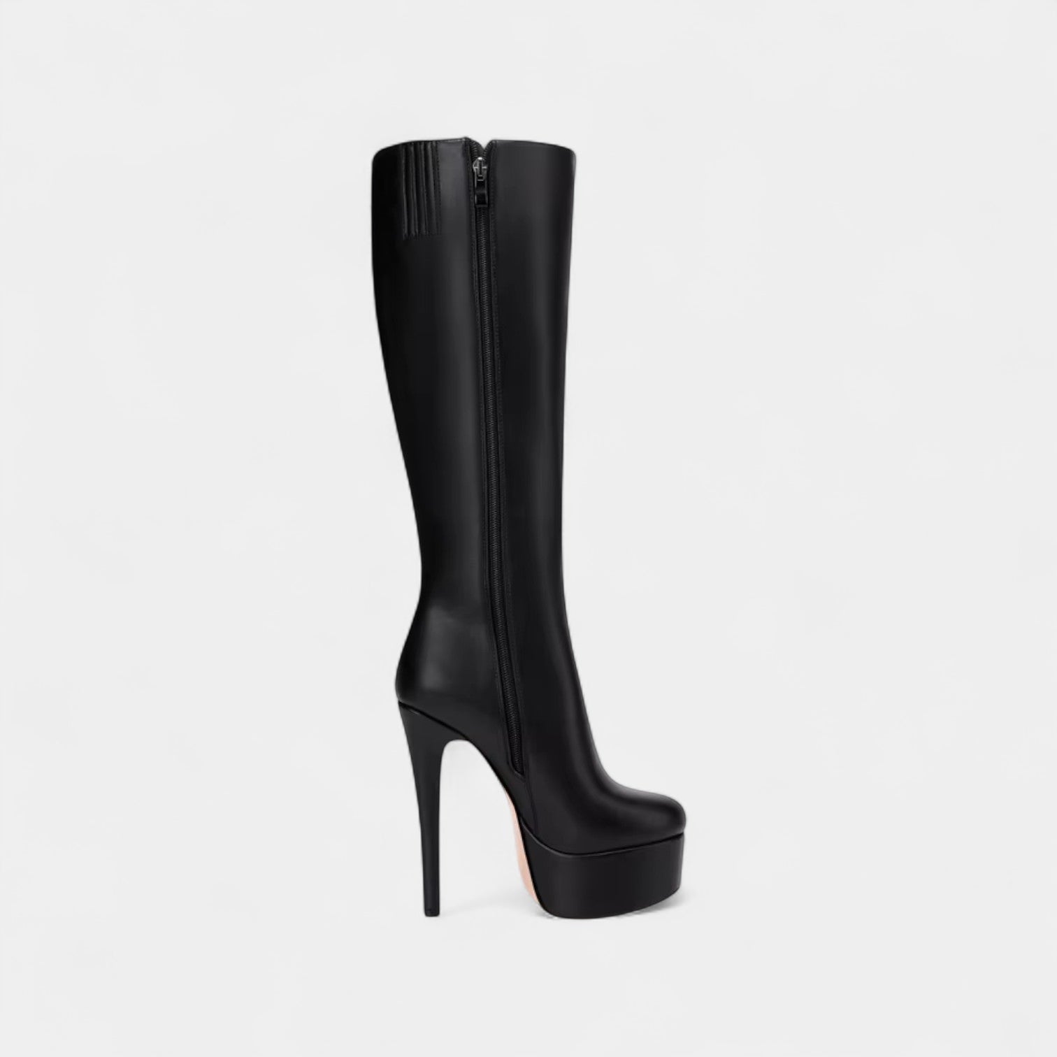 Noir | Women's Platform Knee High Boots-High Heel Boots-Noir-Noir