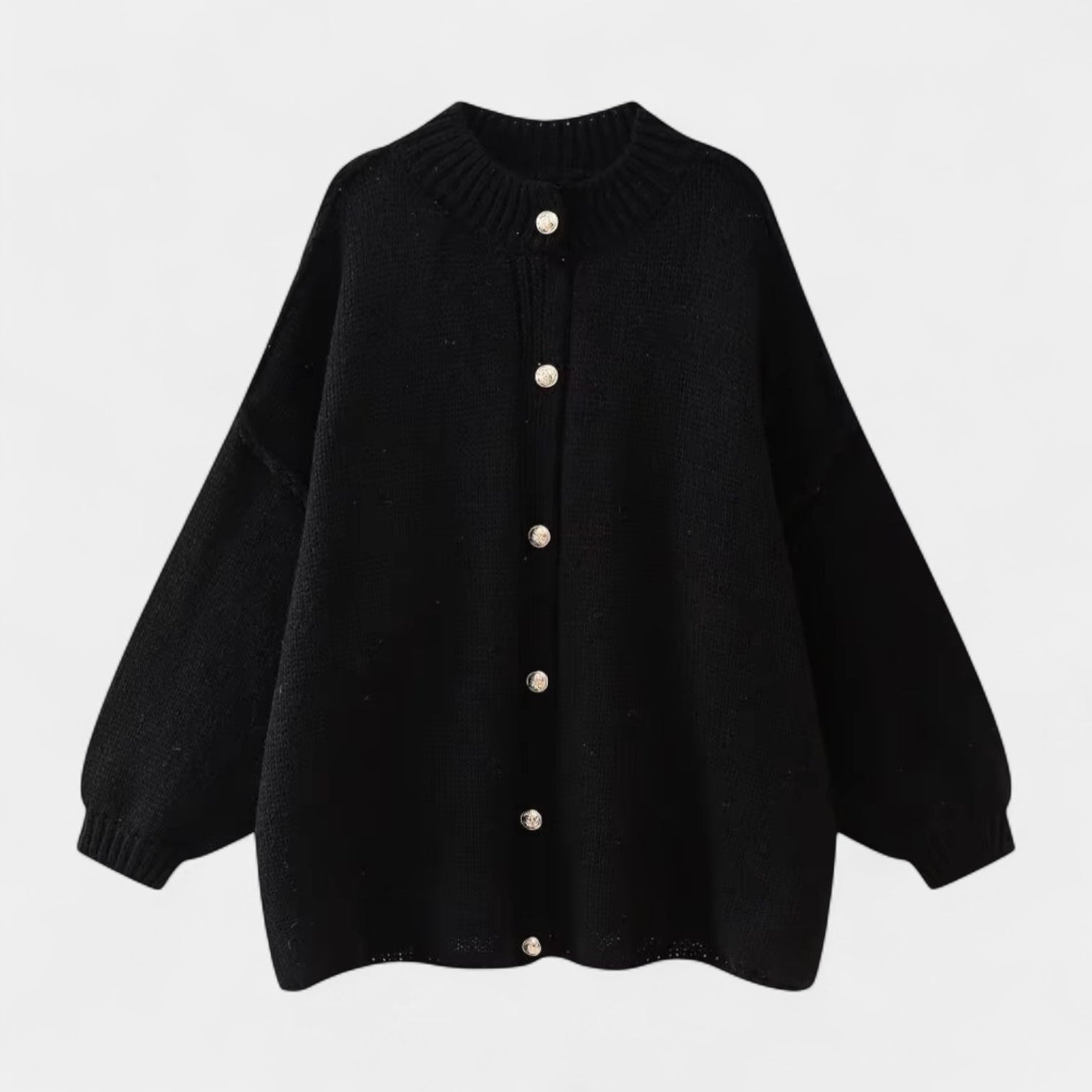 Noir | Women’s Oversized Knitted Cardigan-Cardigans-Noir-Noir