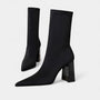 Noir | Black Stretch Ankle Boots-High Heel Boots-Noir-Black-34-Noir