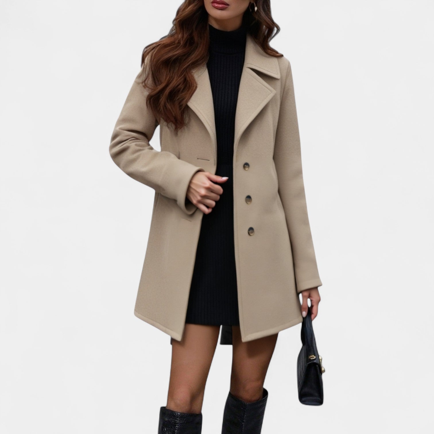 Noir | Women’s Single-Breasted Trench Coat-Jackets-Noir-Beige-S-Noir