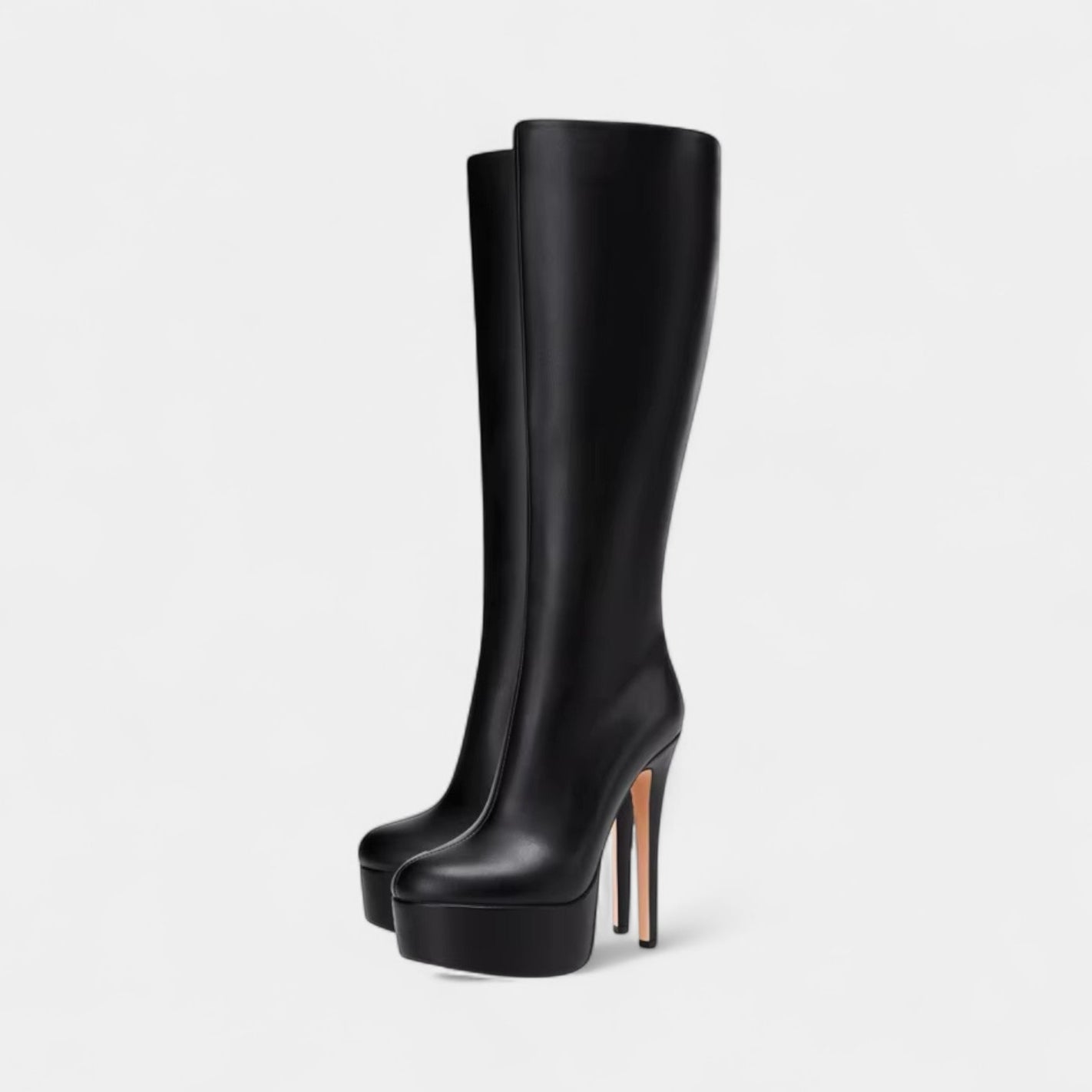 Noir | Women's Platform Knee High Boots-High Heel Boots-Noir-Black-36-Noir
