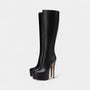 Noir | Women's Platform Knee High Boots-High Heel Boots-Noir-Black-36-Noir