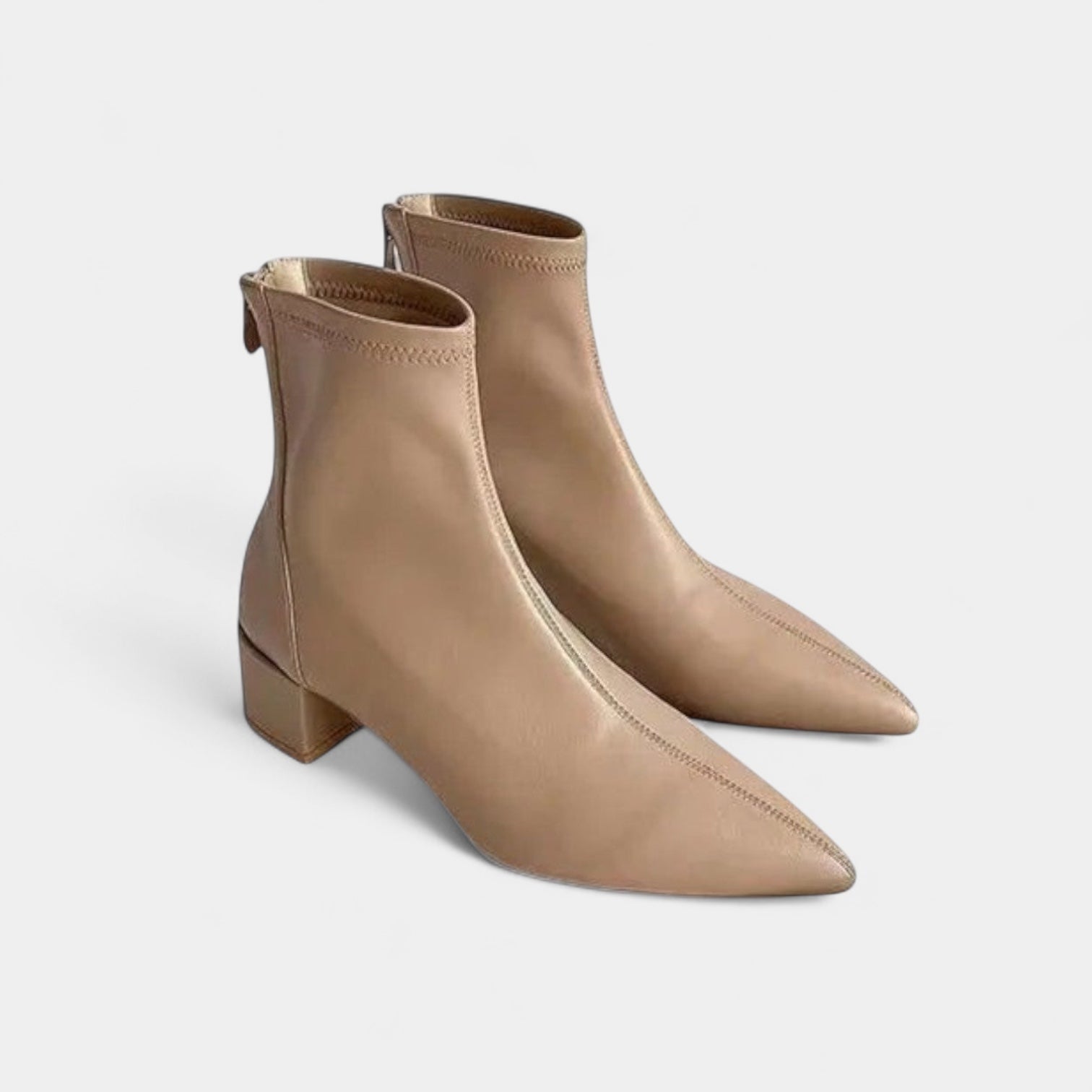 Noir | Women's Zip Back Ankle Boots-Boots-Noir-Khaki-35-Noir