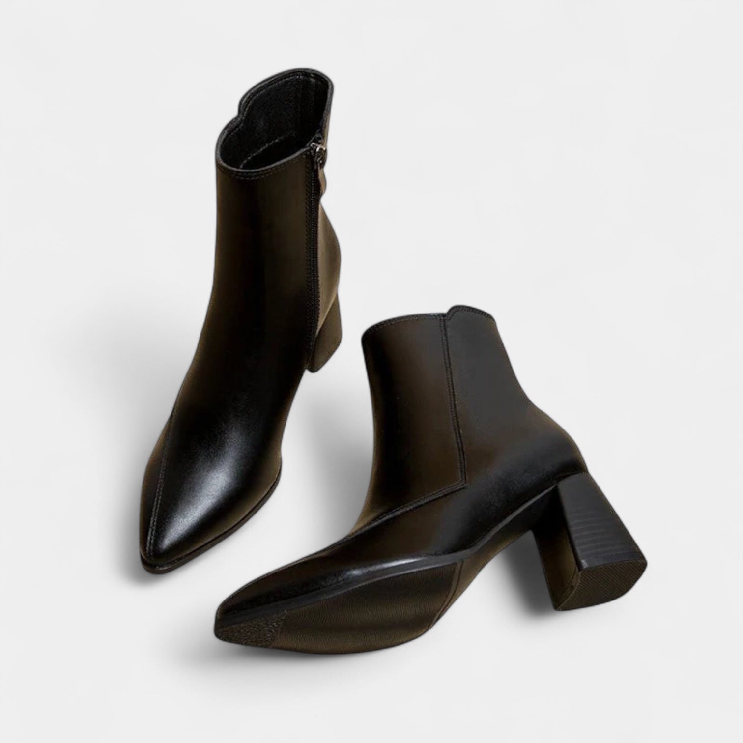 Noir | Women's Vegan Leather Ankle Boots - Block Heel-Boots-Noir-black-35-Noir