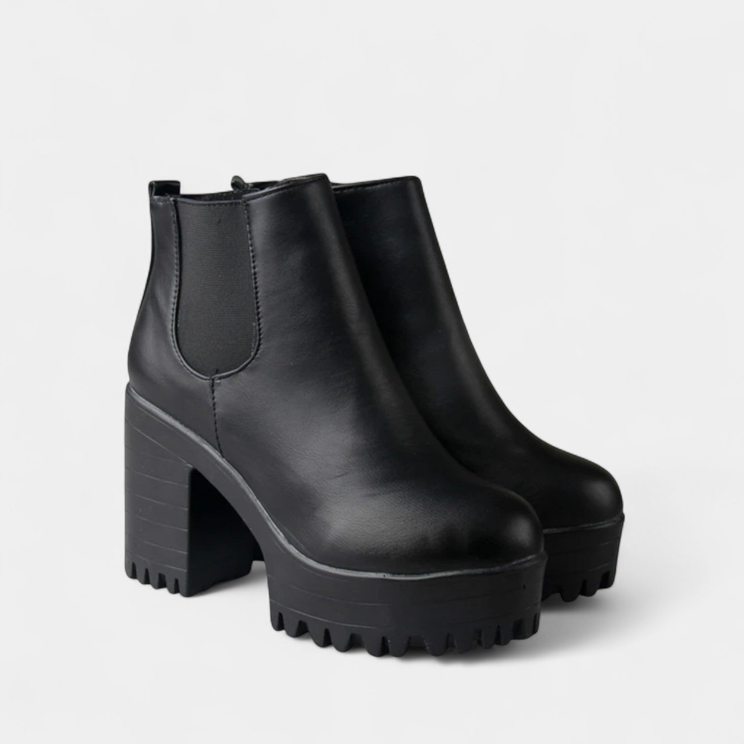 Noir | Women's Block Heel Ankle Boots-Boots-Noir-Noir
