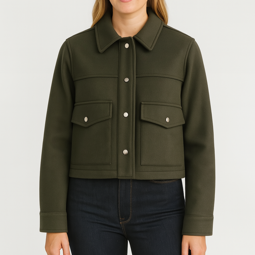 Noir | Women’s Cropped Overshirt Jacket-Noir-Noir