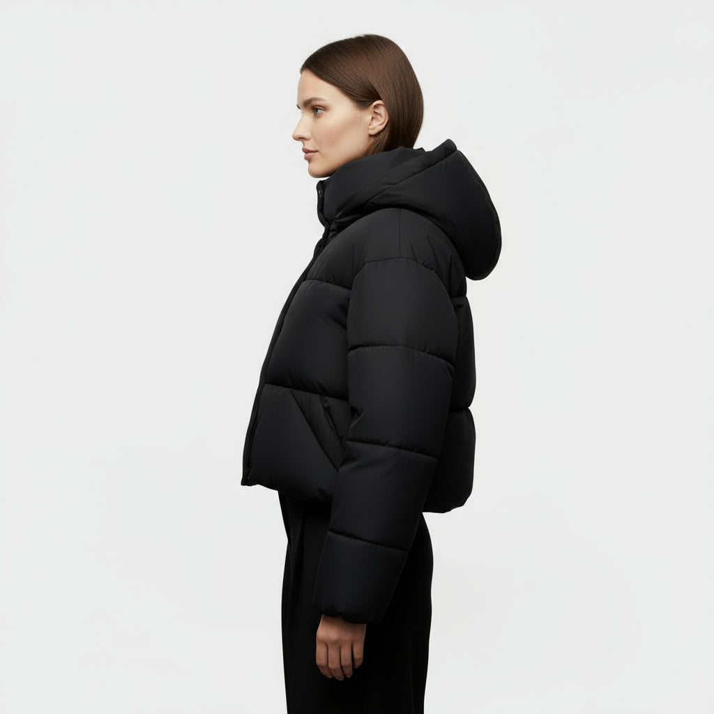 Women’s Short Puffer Jacket with Hood