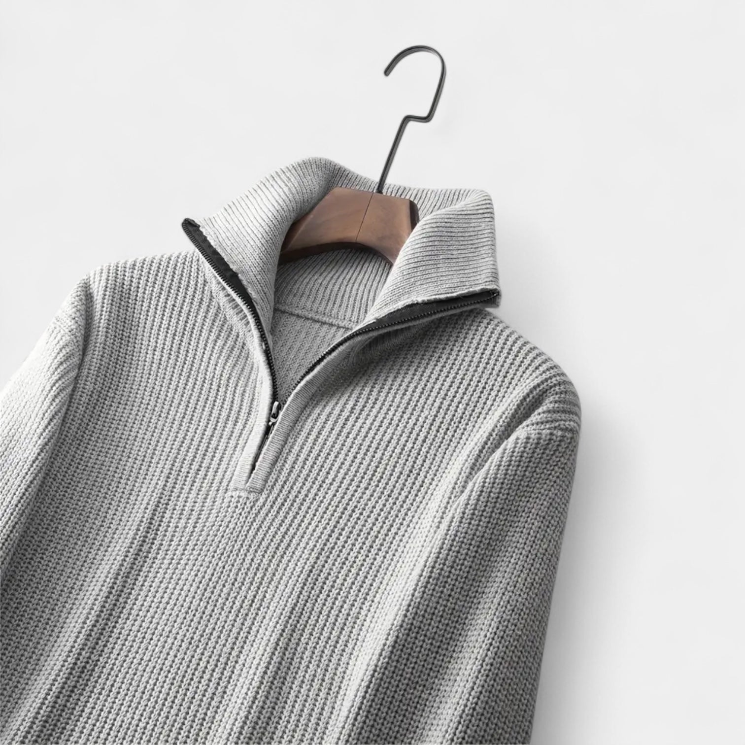 Men's Ribbed Knitted Half-Zip Jumper