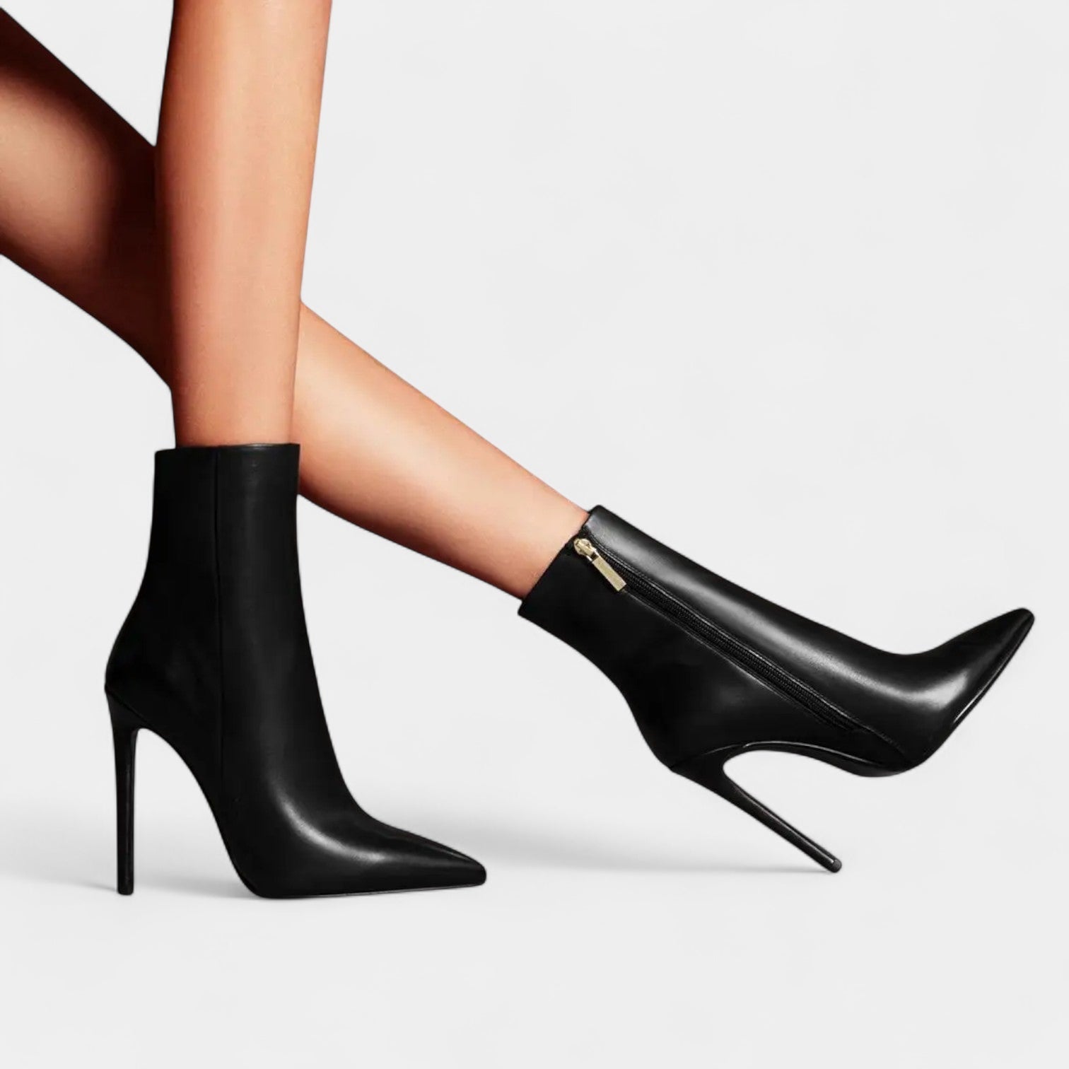 Noir | Pointed Toes Stiletto Ankle Boots-High Heel Boots-Noir-Noir