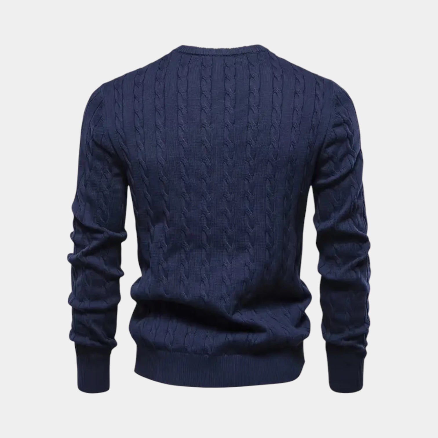 Men’s Cable-Knit Sweater – Classic Crew Neck Jumper