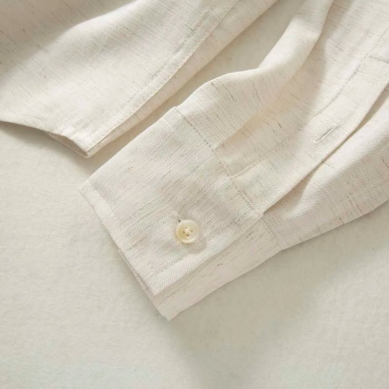 Noir | Men’s Linen Revere Collar Long-Sleeve Shirt