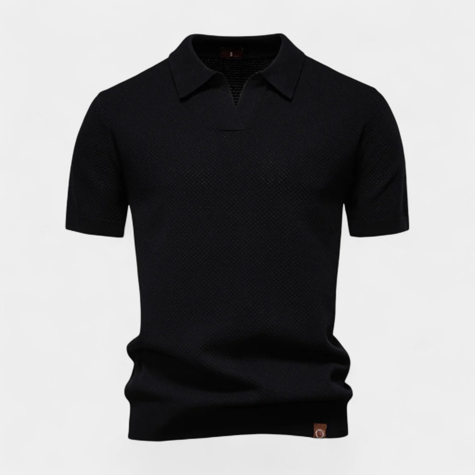 Noir | Men's Knitted Slim Piqué Polo Shirt