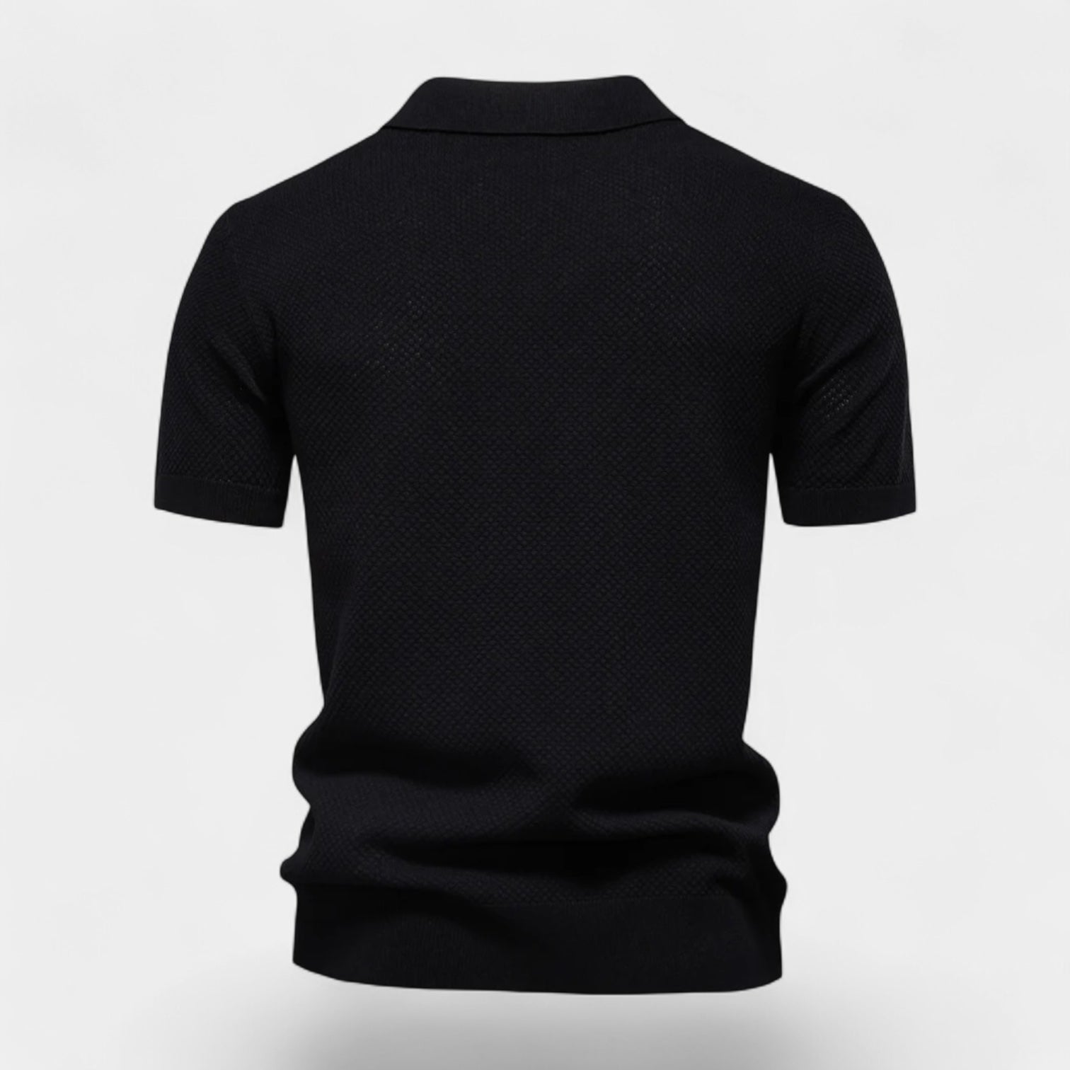 Noir | Men's Knitted Slim Piqué Polo Shirt