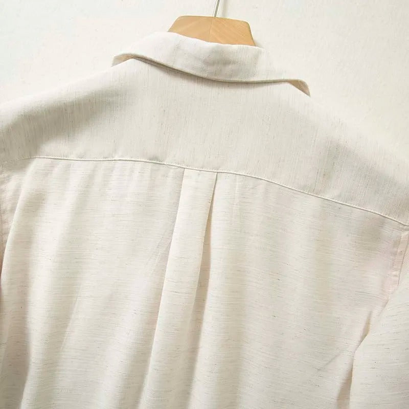Noir | Men’s Linen Revere Collar Long-Sleeve Shirt