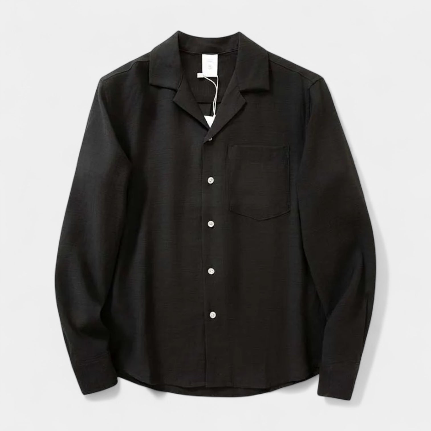 Noir | Men’s Linen Revere Collar Long-Sleeve Shirt