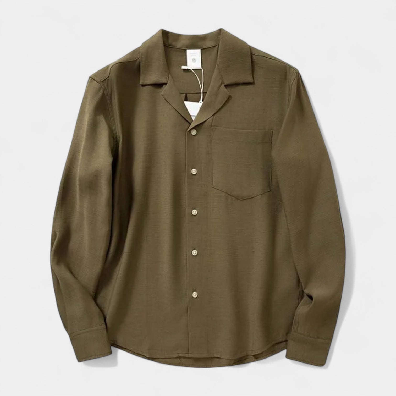 Noir | Men’s Linen Revere Collar Long-Sleeve Shirt