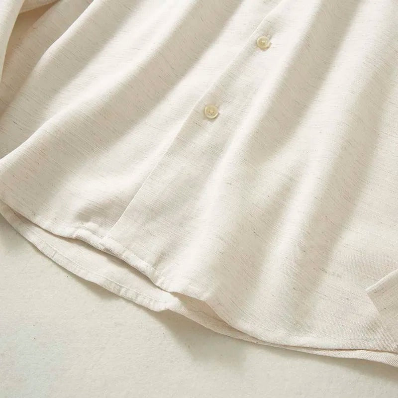 Noir | Men’s Linen Revere Collar Long-Sleeve Shirt