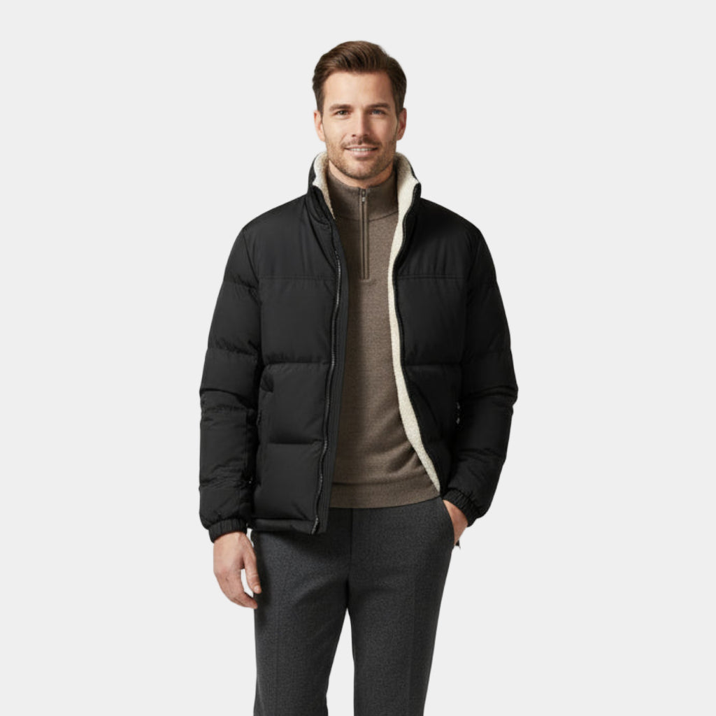 Men’s Reversible Puffer Jacket – Sherpa Fleece & Padded Winter Coat