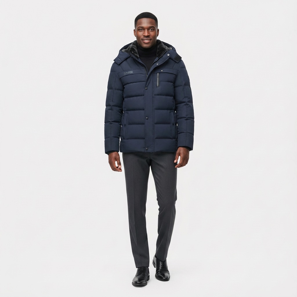 Men's Longline Winter Puffer Coat - Fleece Lining