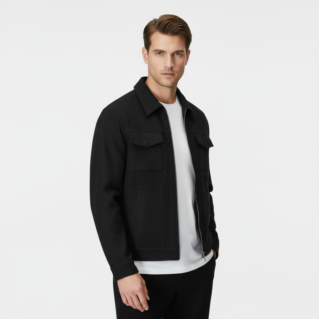 Men’s Faux Suede Shirt Jacket - Zip Overshirt