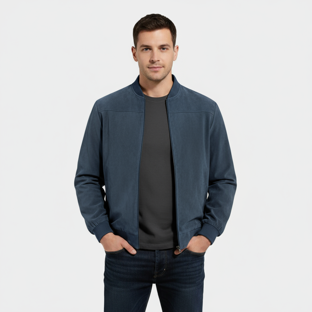 Men’s Faux Suede Bomber Jacket