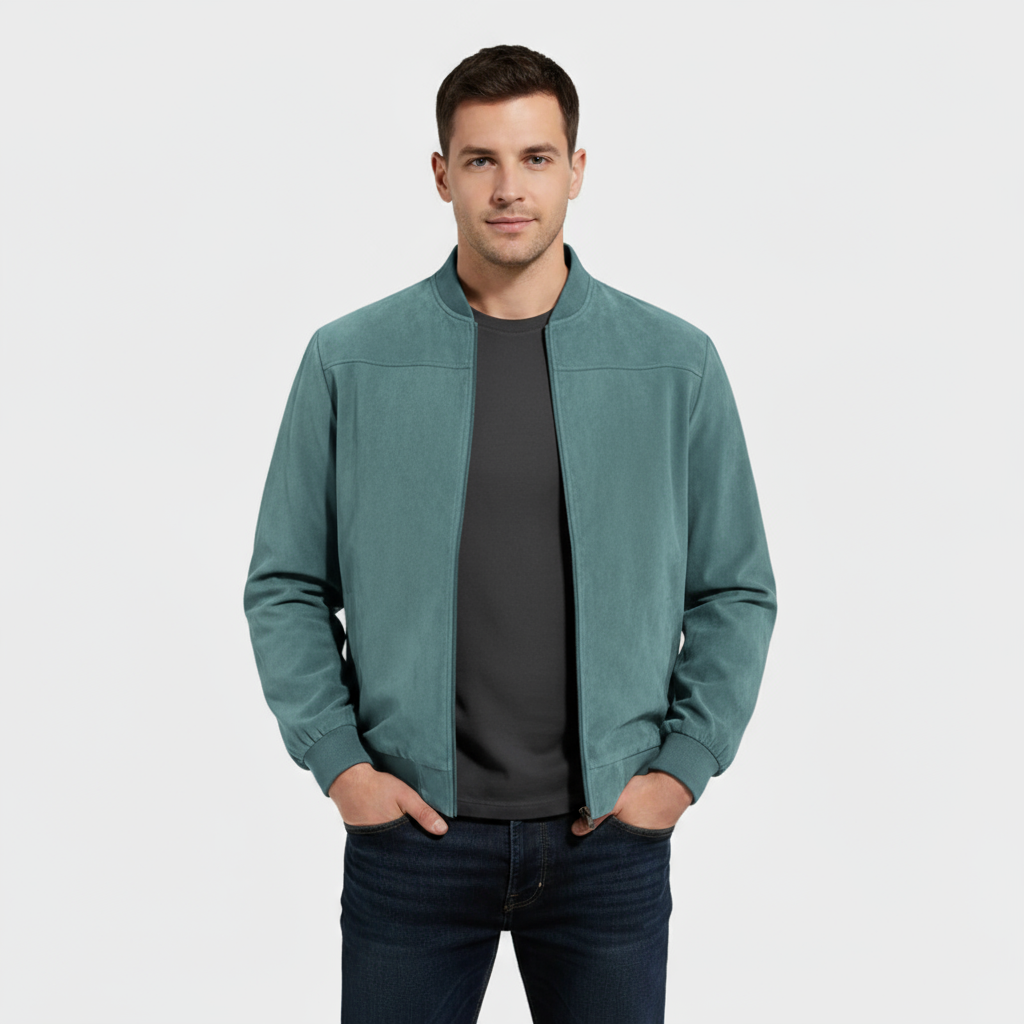 Men’s Faux Suede Bomber Jacket