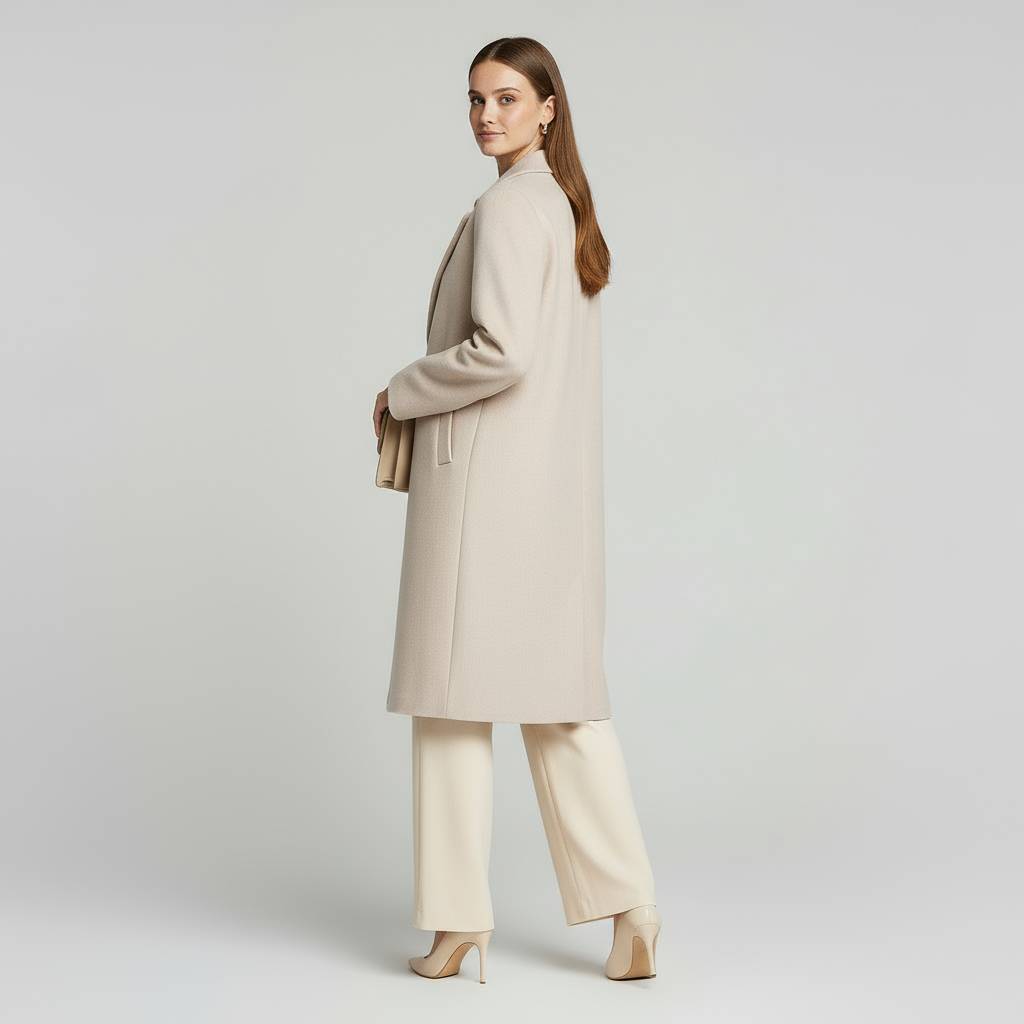Women’s Chic Tailored Wool Coat Single Buttoned