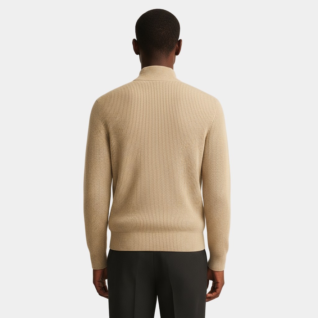 Men's Cashmere Ribbed Zip Cardigan