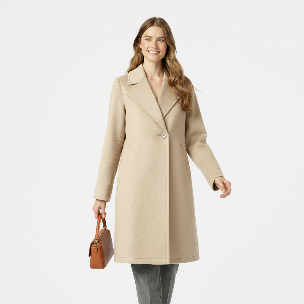 Women’s Lightweight Long Trench Coat – Single-Breasted Overcoat