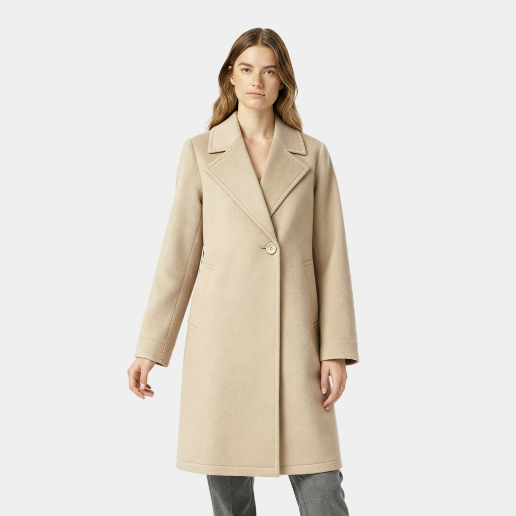 Women’s Lightweight Long Trench Coat – Single-Breasted Overcoat