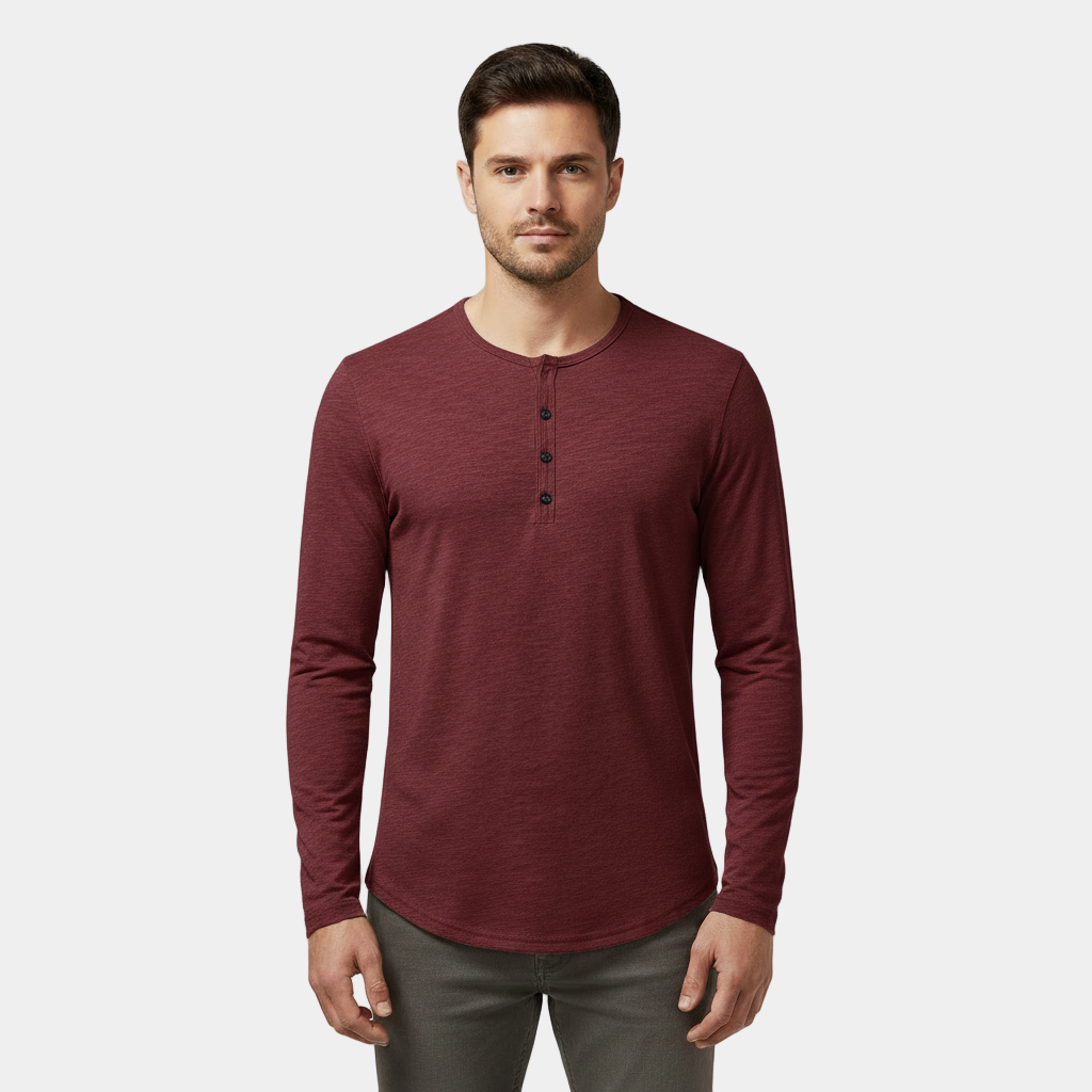 Men's Long Sleeve Henley T-Shirt