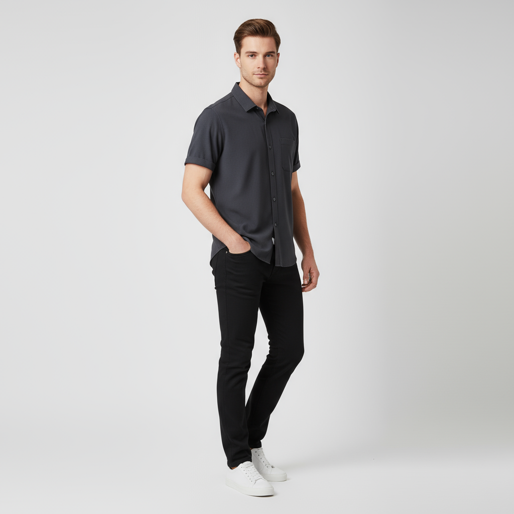 Men’s Satin Piqué Polo Shirt – Short Sleeve Slim Fit
